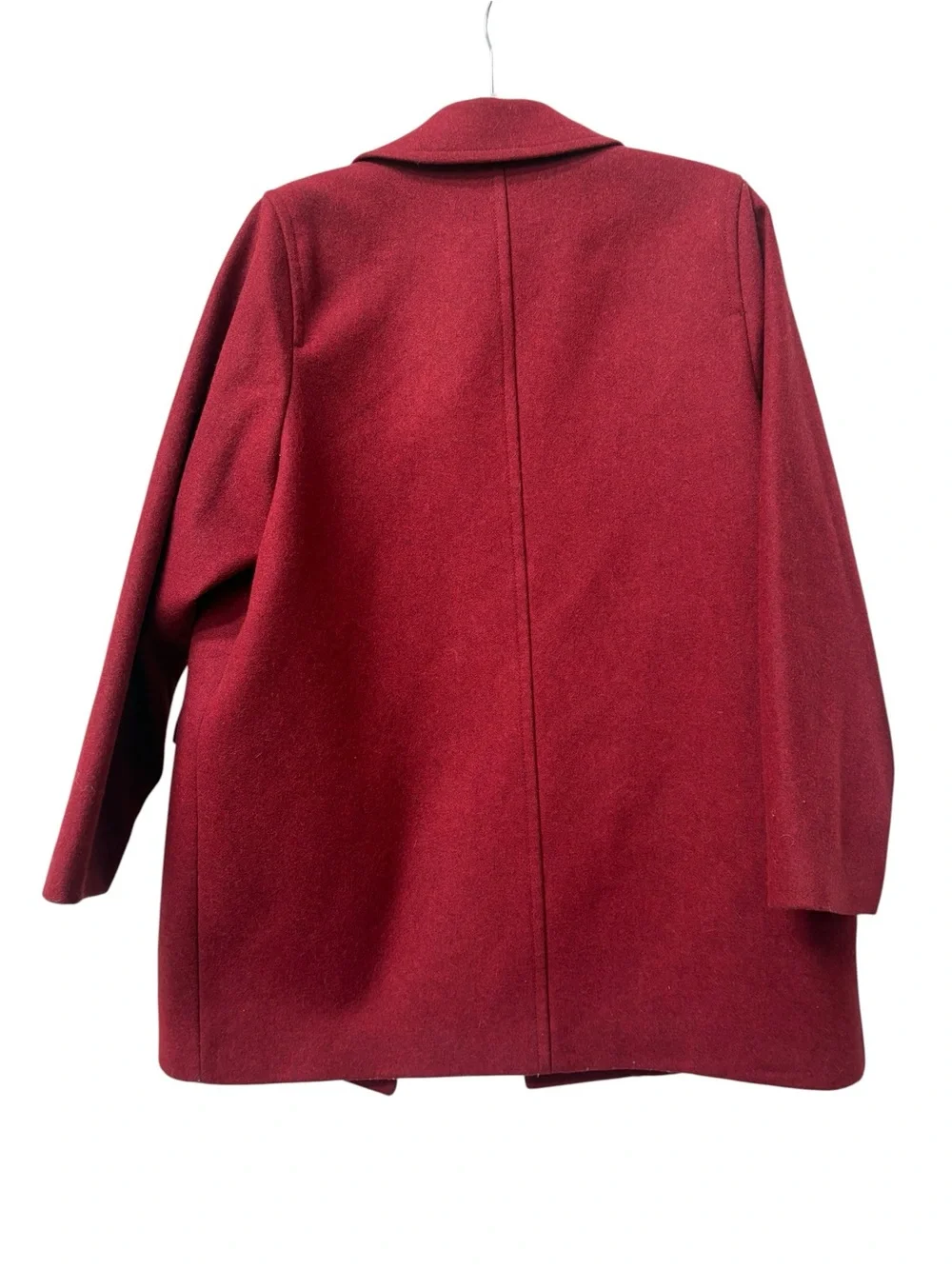 J. Crew Melton Wool Red Single-Button Boxy Pea Coat Jacket size 12 L - Picture 3 of 7